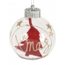 Χριστουγεννιάτικη Μπάλα, Διάφανη, με Δεντράκι (8cm)